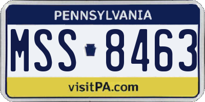 PA license plate MSS8463