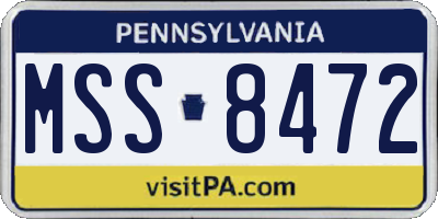 PA license plate MSS8472