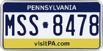 PA license plate MSS8478