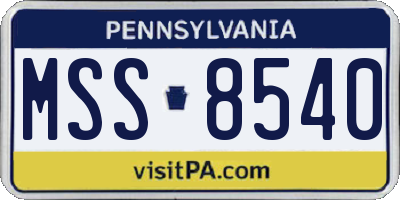 PA license plate MSS8540