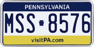 PA license plate MSS8576