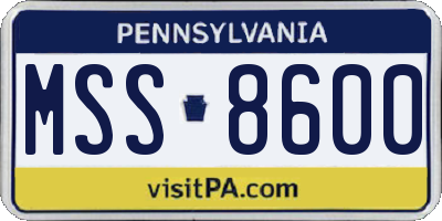 PA license plate MSS8600