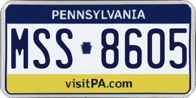 PA license plate MSS8605