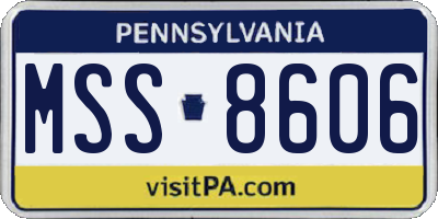 PA license plate MSS8606