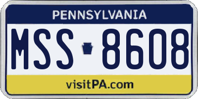 PA license plate MSS8608