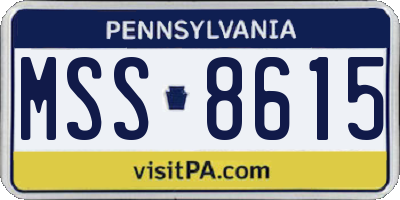 PA license plate MSS8615