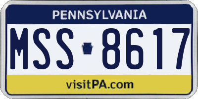 PA license plate MSS8617