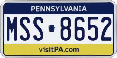 PA license plate MSS8652