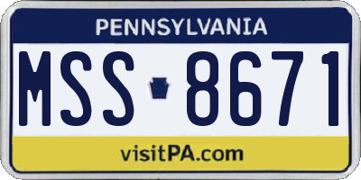 PA license plate MSS8671