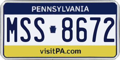 PA license plate MSS8672