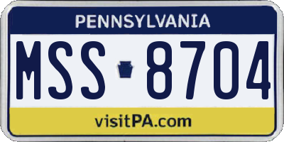 PA license plate MSS8704