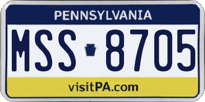 PA license plate MSS8705