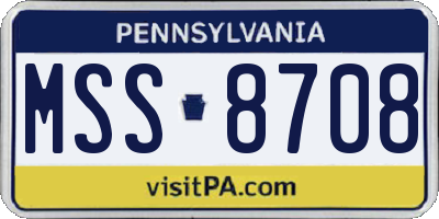 PA license plate MSS8708