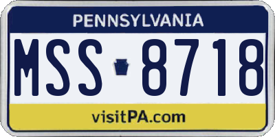PA license plate MSS8718