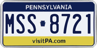 PA license plate MSS8721