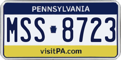 PA license plate MSS8723