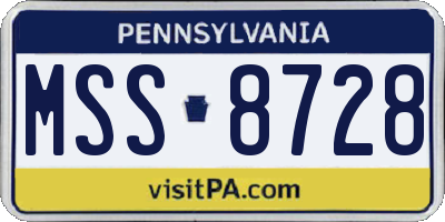 PA license plate MSS8728