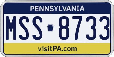PA license plate MSS8733