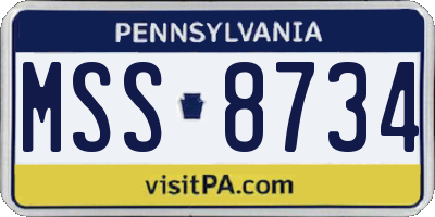 PA license plate MSS8734