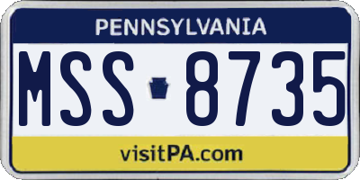 PA license plate MSS8735