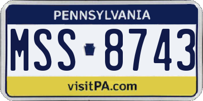PA license plate MSS8743