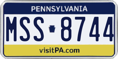 PA license plate MSS8744