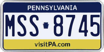 PA license plate MSS8745