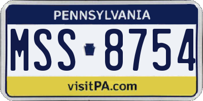PA license plate MSS8754