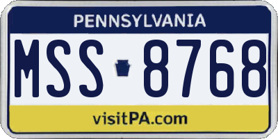 PA license plate MSS8768