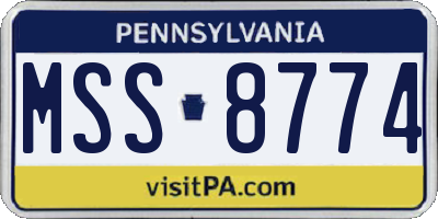 PA license plate MSS8774
