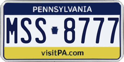PA license plate MSS8777