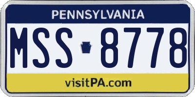 PA license plate MSS8778