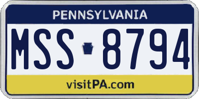 PA license plate MSS8794