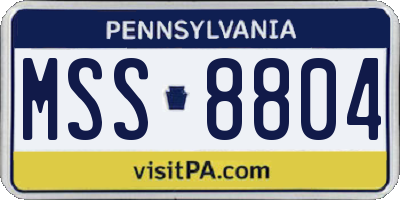 PA license plate MSS8804