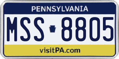 PA license plate MSS8805