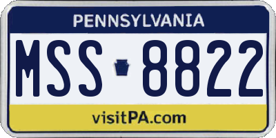 PA license plate MSS8822