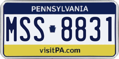 PA license plate MSS8831