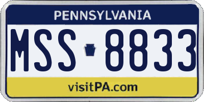 PA license plate MSS8833