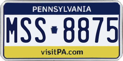 PA license plate MSS8875