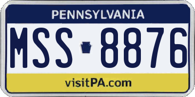 PA license plate MSS8876