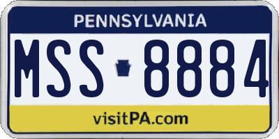 PA license plate MSS8884