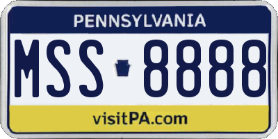 PA license plate MSS8888