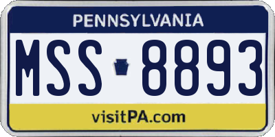 PA license plate MSS8893