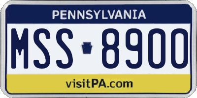 PA license plate MSS8900
