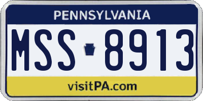 PA license plate MSS8913