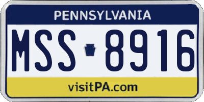 PA license plate MSS8916