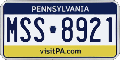 PA license plate MSS8921