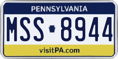 PA license plate MSS8944