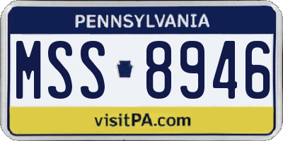 PA license plate MSS8946