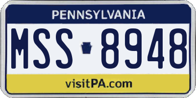 PA license plate MSS8948